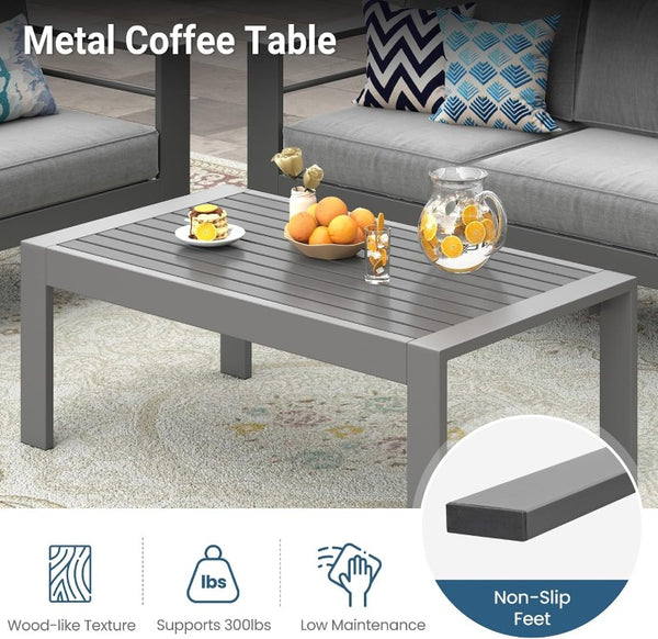 English Elm Metal Outdoor Sofa Set Iron Frame Powder Coated with Thick Olefin Cushions Patio Lounge T6051P586508
