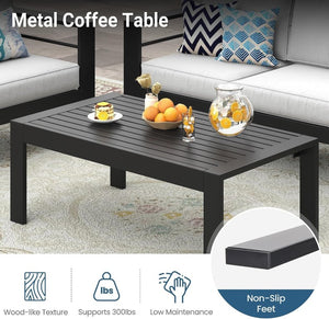 English Elm Metal Outdoor Sofa Set with Iron Frame Olefin Cushions for Patio Balcony Backyard T6051P586514