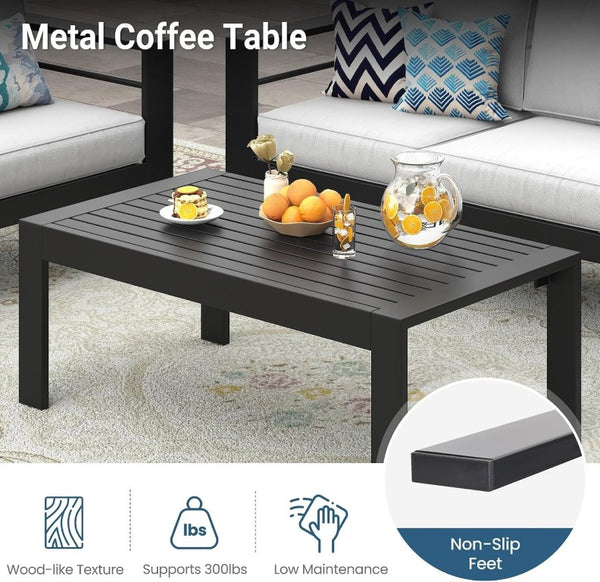English Elm Metal Outdoor Sofa Set with Iron Frame Olefin Cushions for Patio Balcony Backyard T6051P586514