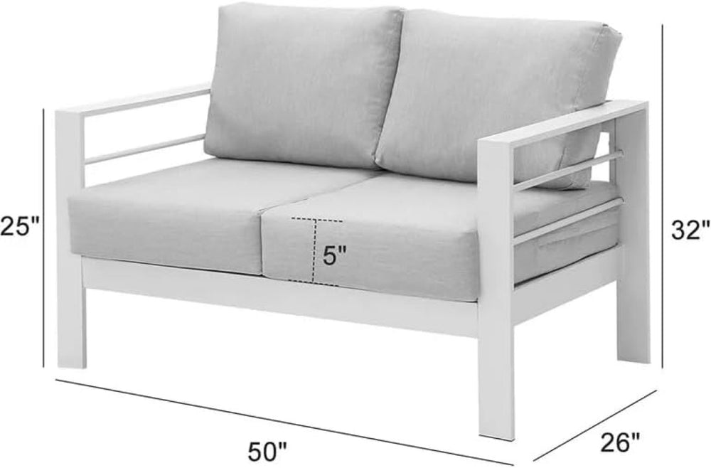 English Elm Aluminum Powder Coated Outdoor Loveseat with Deep Cushions for Balcony Patio Use T6051P586525