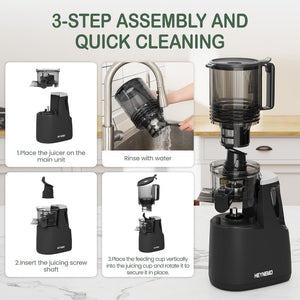 English Elm Slow Masticating Cold Press Juicer with Wide Feed Chute for Whole Fruits and Greens T6051P587396
