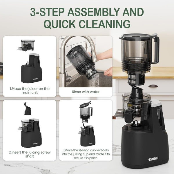 English Elm Slow Masticating Cold Press Juicer with Wide Feed Chute for Whole Fruits and Greens T6051P587396
