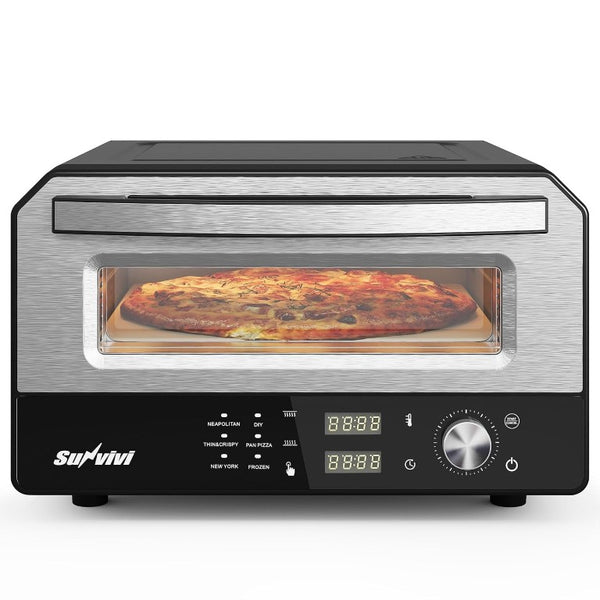 English Elm Pizza Oven Electric Countertop with 750F Heat Six Presets Stone and Peel Included T6051P588833