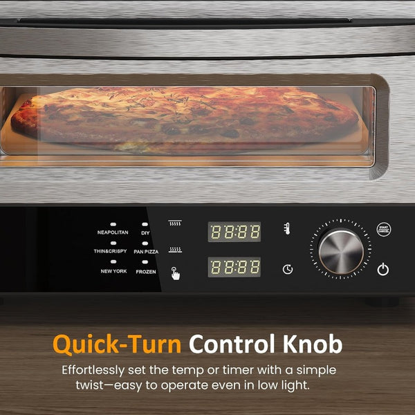 English Elm Pizza Oven Electric Countertop with 750F Heat Six Presets Stone and Peel Included T6051P588833