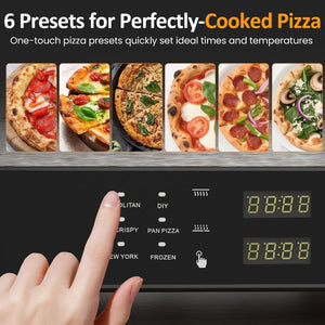 English Elm Pizza Oven Electric Countertop with 750F Heat Six Presets Stone and Peel Included T6051P588833