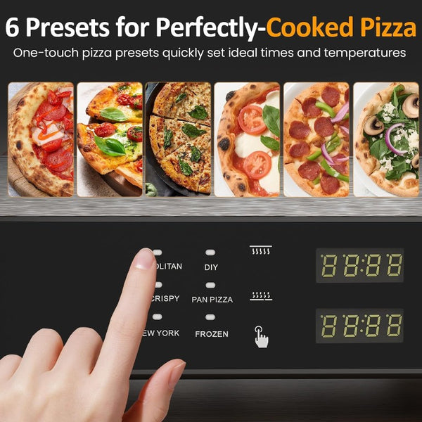 English Elm Pizza Oven Electric Countertop with 750F Heat Six Presets Stone and Peel Included T6051P588833