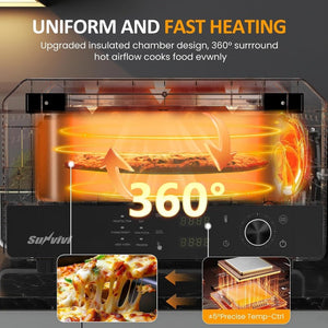 English Elm Pizza Oven Electric Countertop with 750F Heat Six Presets Stone and Peel Included T6051P588833