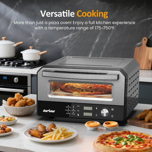 English Elm Pizza Oven Electric Countertop with 750F Heat Six Presets Stone and Peel Included T6051P588833