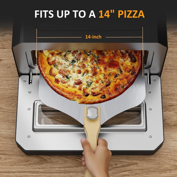 English Elm Pizza Oven Electric Countertop with 750F Heat Six Presets Stone and Peel Included T6051P588833