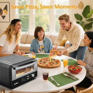 English Elm Pizza Oven Electric Countertop with 750F Heat Six Presets Stone and Peel Included T6051P588833
