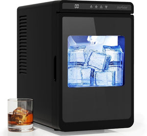 English Elm Clear Countertop Ice Maker Fast Crystal Cubes Self Cleaning Timer LED Home Bar T6051P588873