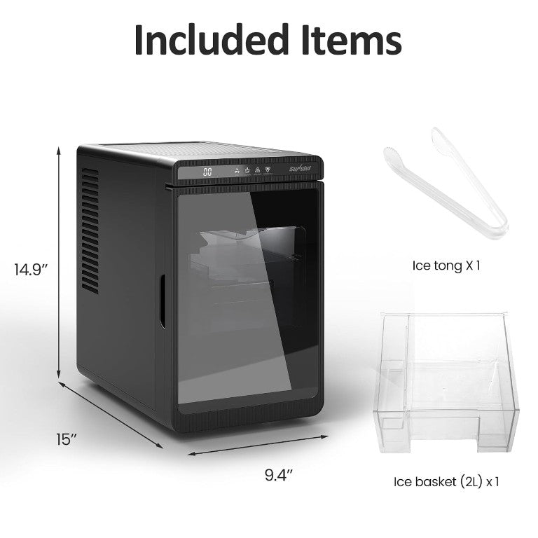 English Elm Clear Countertop Ice Maker Fast Crystal Cubes Self Cleaning Timer LED Home Bar T6051P588873