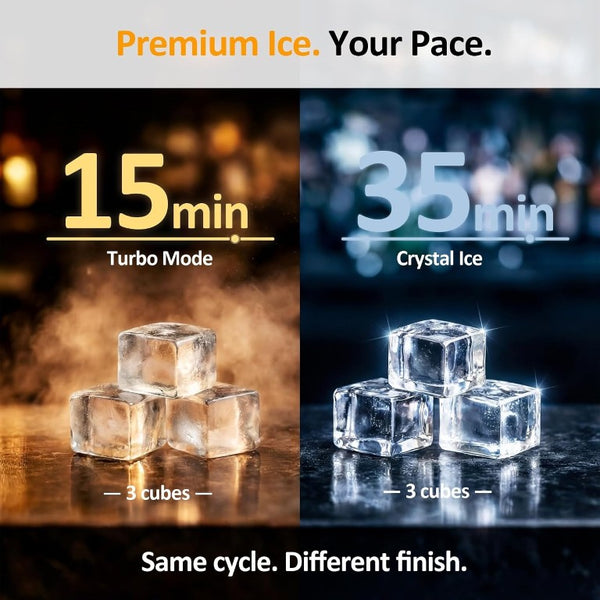 English Elm Clear Countertop Ice Maker Fast Crystal Cubes Self Cleaning Timer LED Home Bar T6051P588873