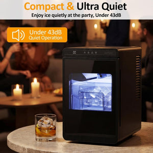 English Elm Clear Countertop Ice Maker Fast Crystal Cubes Self Cleaning Timer LED Home Bar T6051P588873
