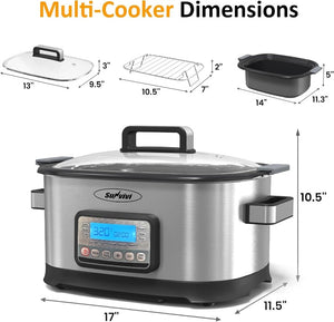 English Elm 11-In-1 Programmable Multicooker 6.5Qt Nonstick Slow Roast Steam Bake Delay Start T6051P589562