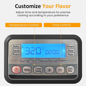 English Elm 11-In-1 Programmable Multicooker 6.5Qt Nonstick Slow Roast Steam Bake Delay Start T6051P589562
