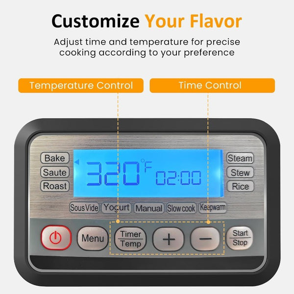English Elm 11-In-1 Programmable Multicooker 6.5Qt Nonstick Slow Roast Steam Bake Delay Start T6051P589562