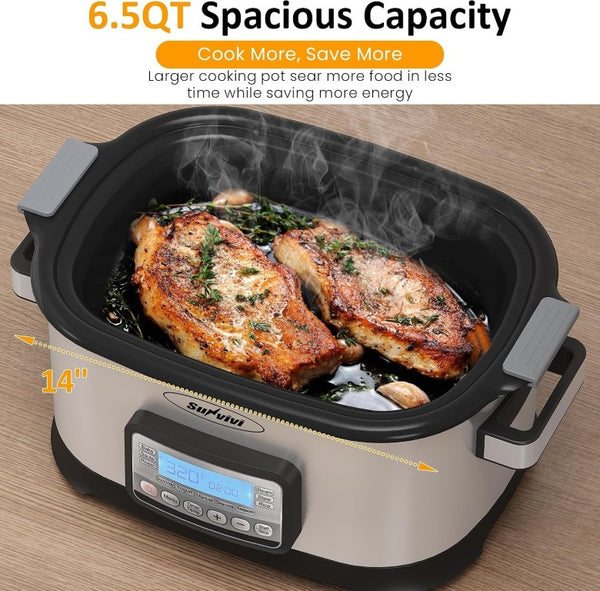 English Elm 11-In-1 Programmable Multicooker 6.5Qt Nonstick Slow Roast Steam Bake Delay Start T6051P589562