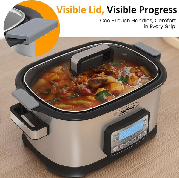 English Elm 11-In-1 Programmable Multicooker 6.5Qt Nonstick Slow Roast Steam Bake Delay Start T6051P589562