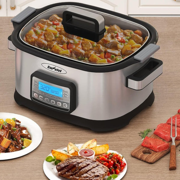 English Elm 11-In-1 Programmable Multicooker 6.5Qt Nonstick Slow Roast Steam Bake Delay Start T6051P589562