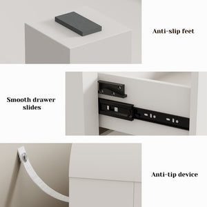 English Elm 3 Drawer Chest with Rounded Edges Smooth Glides Waterproof Top for Bedroom Storage White T6051P603518