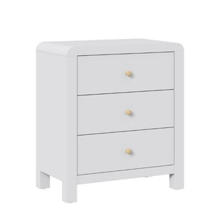 English Elm 3 Drawer Chest with Rounded Edges Smooth Glides Waterproof Top for Bedroom Storage White T6051P603518