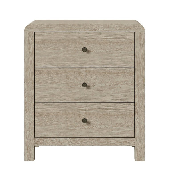 English Elm 3 Drawer Chest with Rounded Edges Smooth Glides Waterproof Top for Bedroom Storage Natural Wood T6051P603528