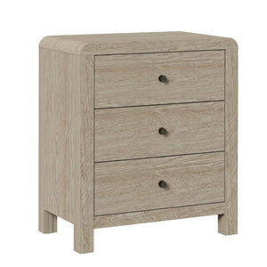 English Elm 3 Drawer Chest with Rounded Edges Smooth Glides Waterproof Top for Bedroom Storage Natural Wood T6051P603528