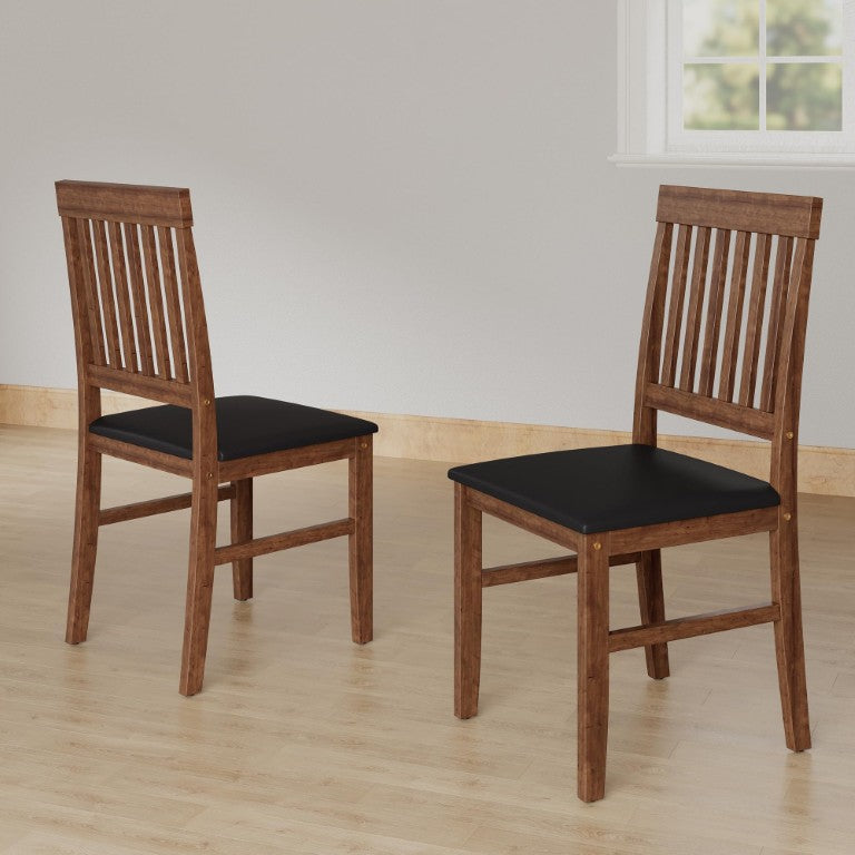 English Elm Farmhouse PU Leather Dining Chair Set with Rubberwood Frame and Ergonomic Support T6051P605155