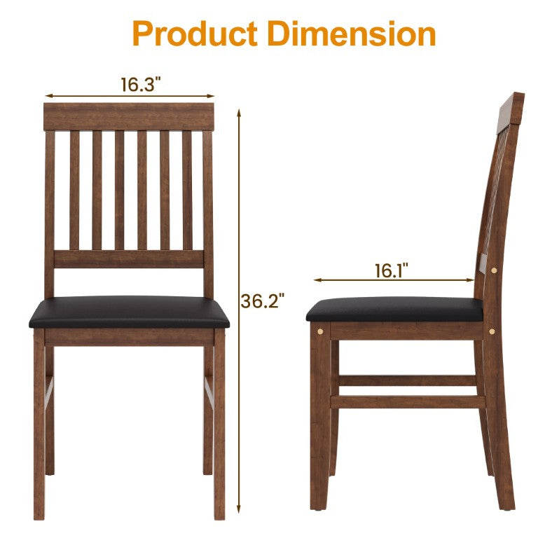 English Elm Farmhouse PU Leather Dining Chair Set with Rubberwood Frame and Ergonomic Support T6051P605155