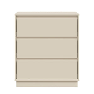 English Elm Large Three Drawer Dresser Beige MDF Chest with Handleless Pull System for Bedroom T6051P605280