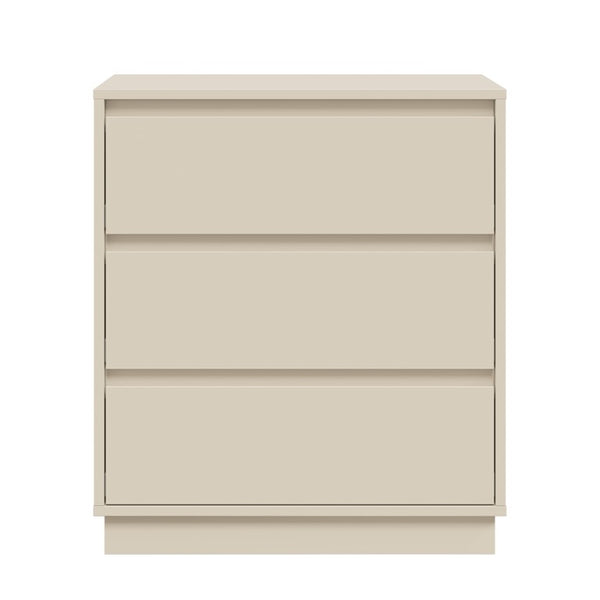 English Elm Large Three Drawer Dresser Beige MDF Chest with Handleless Pull System for Bedroom T6051P605280