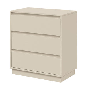 English Elm Large Three Drawer Dresser Beige MDF Chest with Handleless Pull System for Bedroom T6051P605280