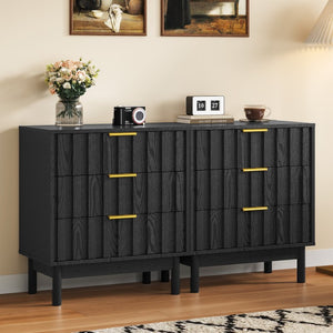 English Elm 3 Drawer Chest with Rounded Edges Smooth Glides Waterproof Top for Bedroom Storage Black T6051P606463