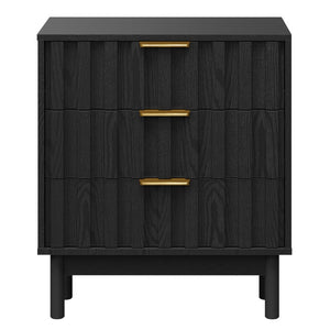 English Elm 3 Drawer Chest with Rounded Edges Smooth Glides Waterproof Top for Bedroom Storage Black T6051P606463