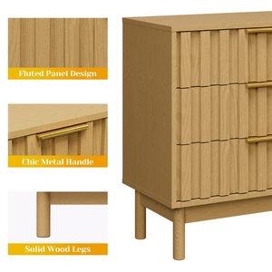 English Elm 3 Drawer Chest with Rounded Edges Smooth Glides Waterproof Top for Bedroom Storage Natural T6051P606481