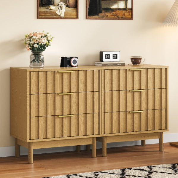 English Elm 3 Drawer Chest with Rounded Edges Smooth Glides Waterproof Top for Bedroom Storage Natural T6051P606481