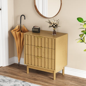 English Elm 3 Drawer Chest with Rounded Edges Smooth Glides Waterproof Top for Bedroom Storage Natural T6051P606481
