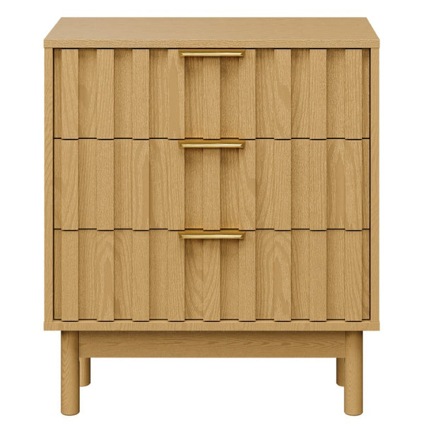 English Elm 3 Drawer Chest with Rounded Edges Smooth Glides Waterproof Top for Bedroom Storage Natural T6051P606481