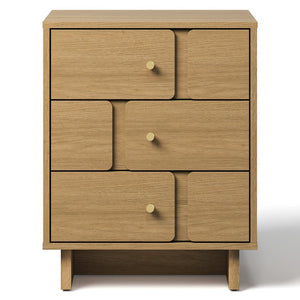 English Elm Professional 3-Drawer Nightstand Oak Finish MDF Build Bedroom or Home Office Storage T6051P608239