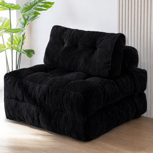 English Elm Folding Corduroy Convertible Chair Bed Modern Lounge for Dorm Studio or Bedroom T6117P517389