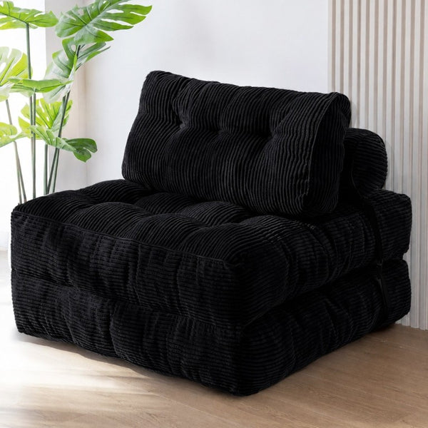 English Elm Folding Corduroy Convertible Chair Bed Modern Lounge for Dorm Studio or Bedroom T6117P517389