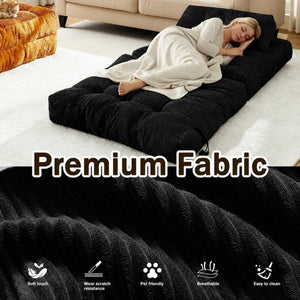 English Elm Folding Corduroy Convertible Chair Bed Modern Lounge for Dorm Studio or Bedroom T6117P517389