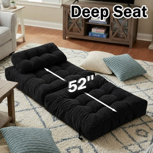 English Elm Folding Corduroy Convertible Chair Bed Modern Lounge for Dorm Studio or Bedroom T6117P517389
