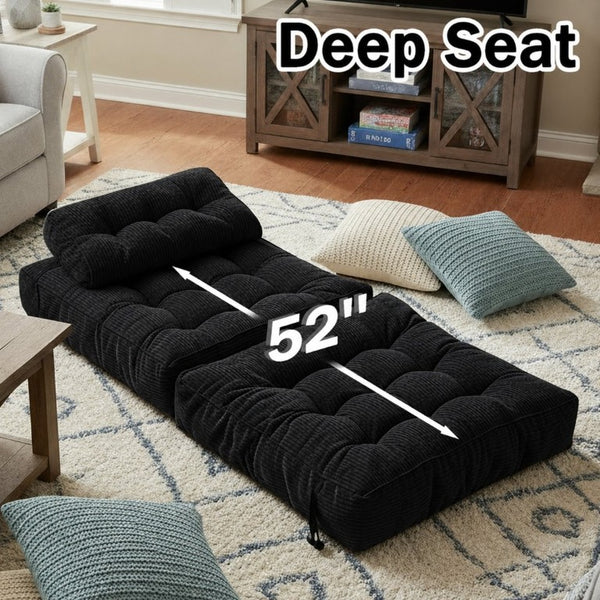 English Elm Folding Corduroy Convertible Chair Bed Modern Lounge for Dorm Studio or Bedroom T6117P517389