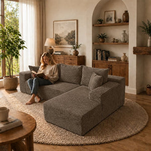 English Elm 105.1-Inch Corduroy Sectional Sofa with Chaise Cloud Cushions for Modern Living Rooms Coffee Right Side Lounge Chair T6117S00004