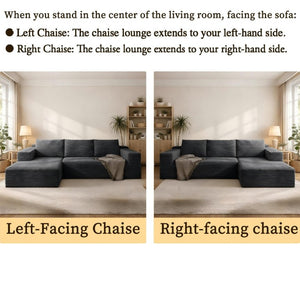 English Elm Advanced Corduroy Modular Sectional Deep Seat U Shape Sofa with Storage for Living Rooms T6117S00012