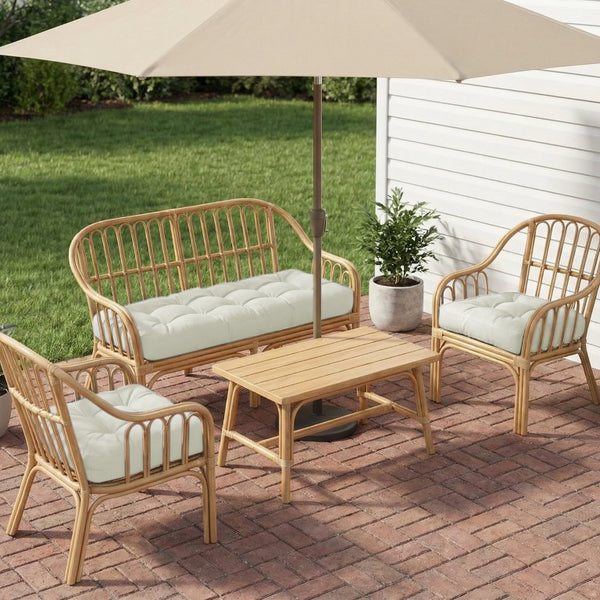 English Elm Wicker Chair Cushion Set of 3 Tufted Olefin Waterproof Extra Thick Patio Seating T6136P516314