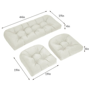 English Elm Wicker Chair Cushion Set of 3 Tufted Olefin Waterproof Extra Thick Patio Seating T6136P516314