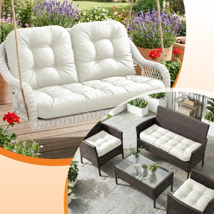 English Elm Wicker Chair Cushion Set of 3 Tufted Olefin Waterproof Extra Thick Patio Seating T6136P516314